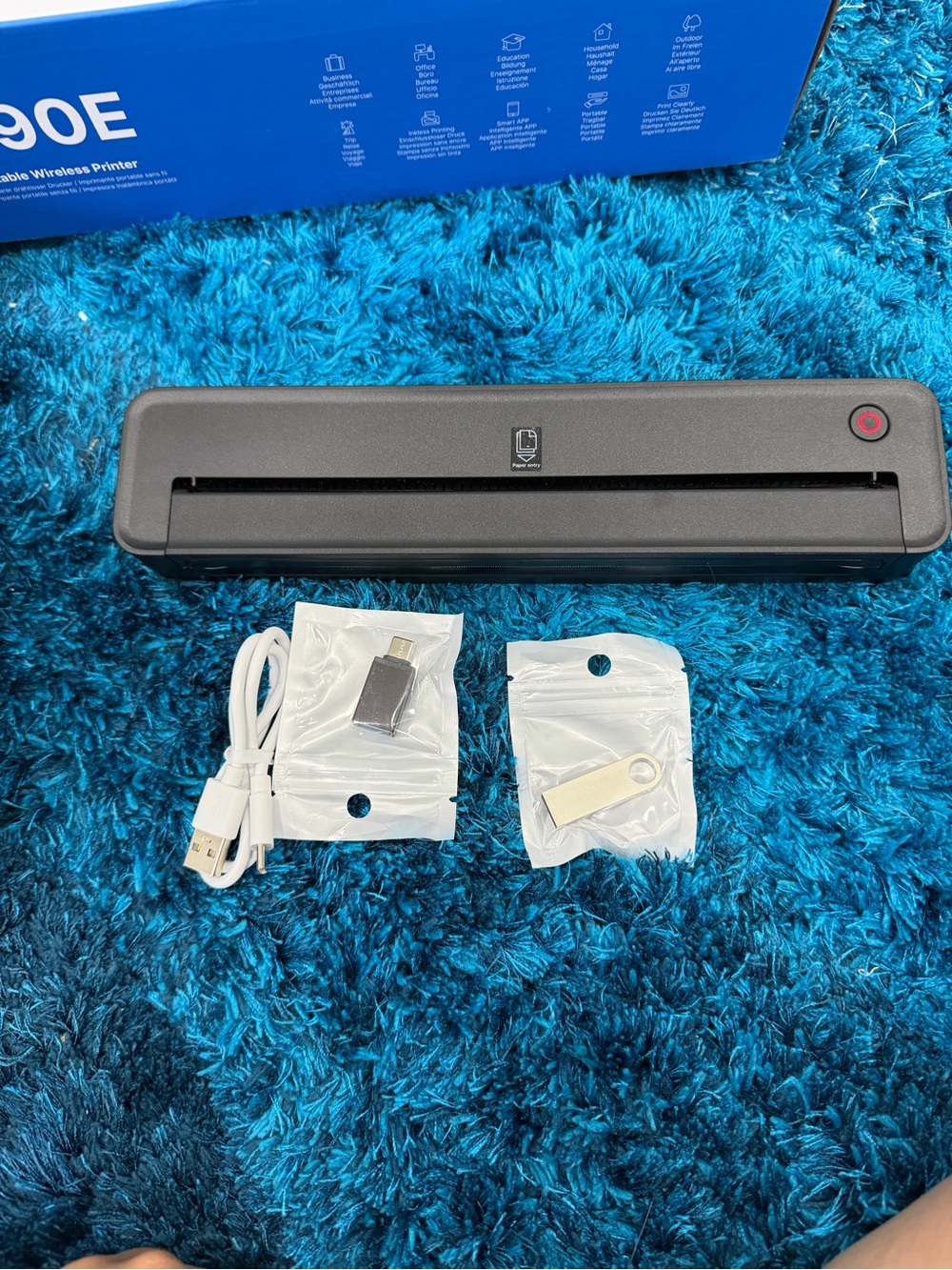 Portable Black Mobile Document Scanner with USB and USB-C Adapters